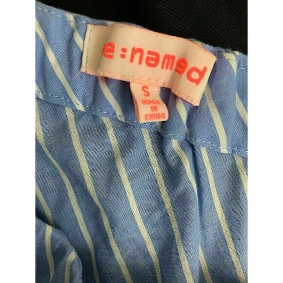 Renamed Blue White Striped Long Sleeve Cold Shoulder Top Cotton Small - Picture 5 of 7